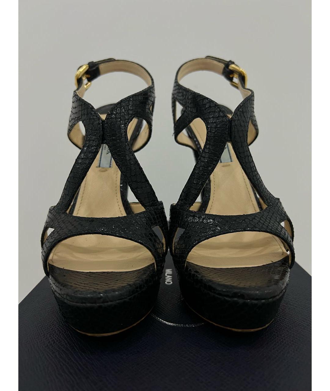 PRADA Черные кожаные босоножки, фото 3