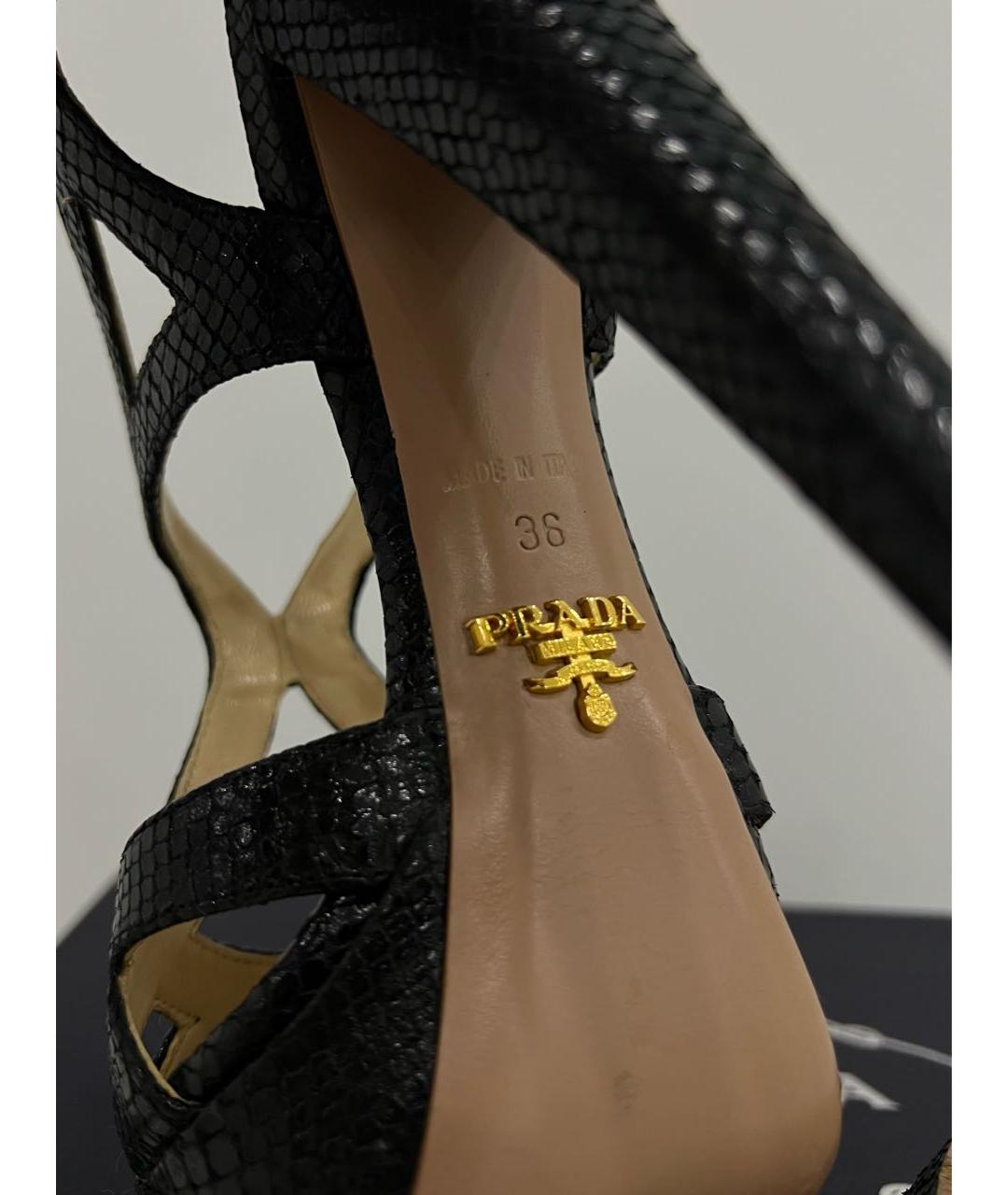 PRADA Черные кожаные босоножки, фото 6