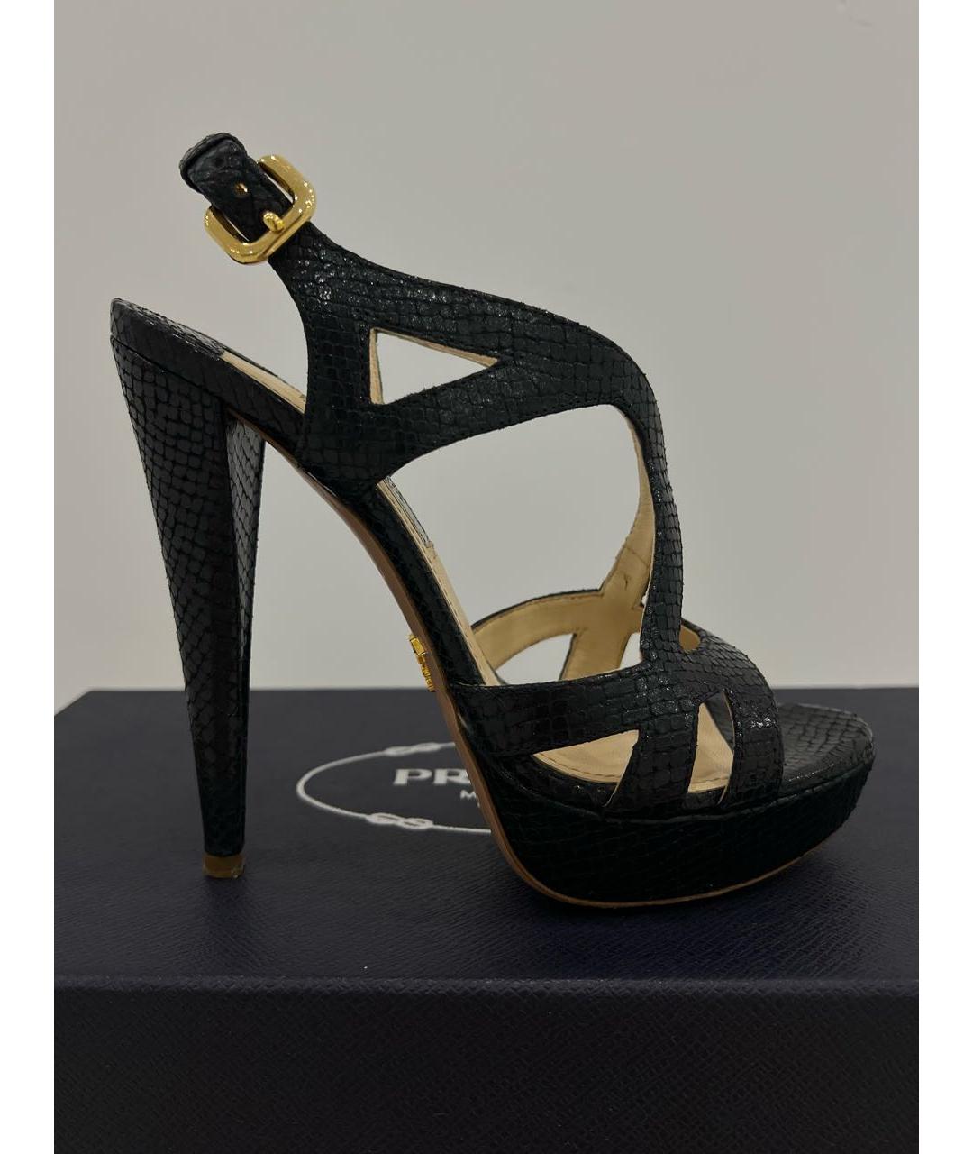PRADA Черные кожаные босоножки, фото 7