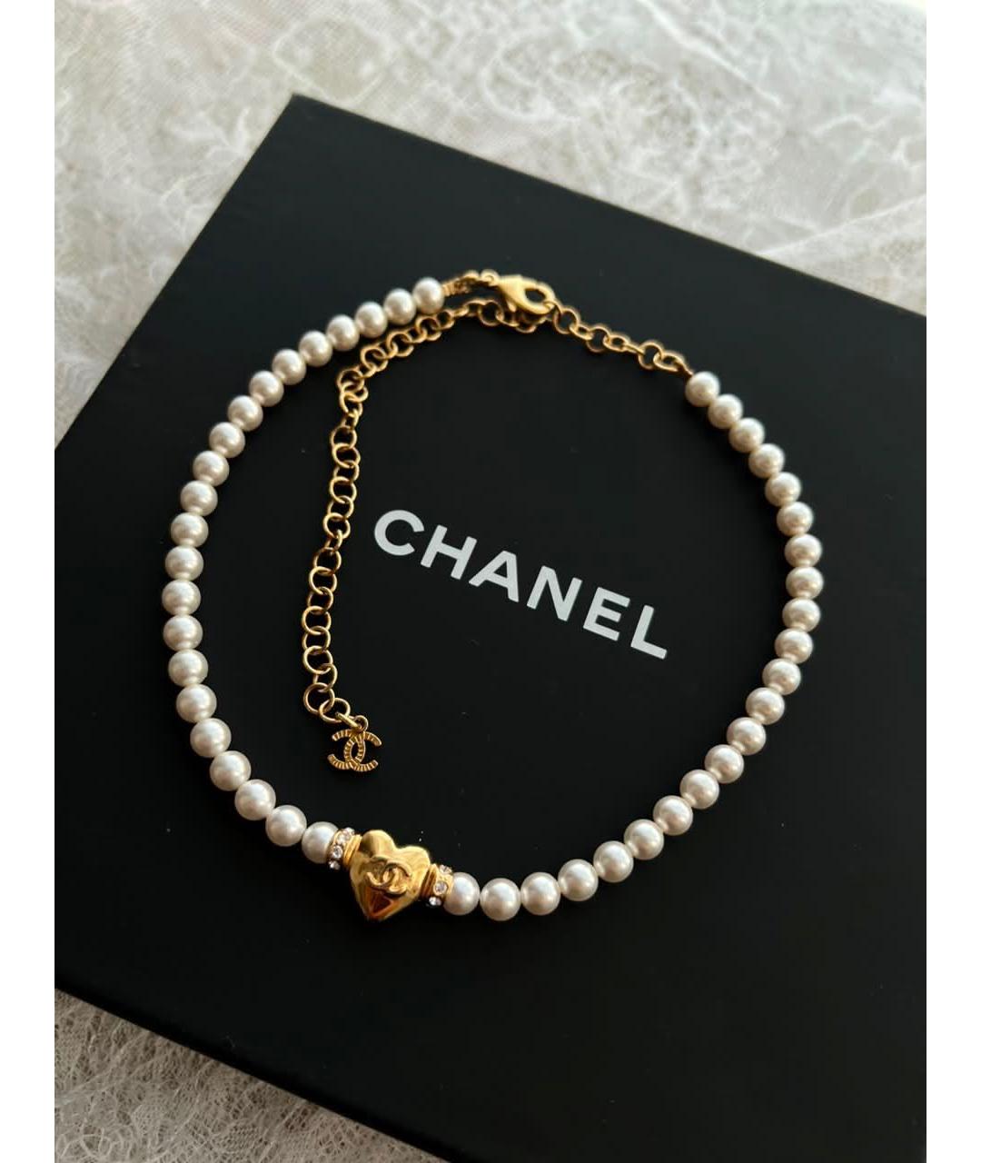 CHANEL Белое жемчужное колье, фото 7