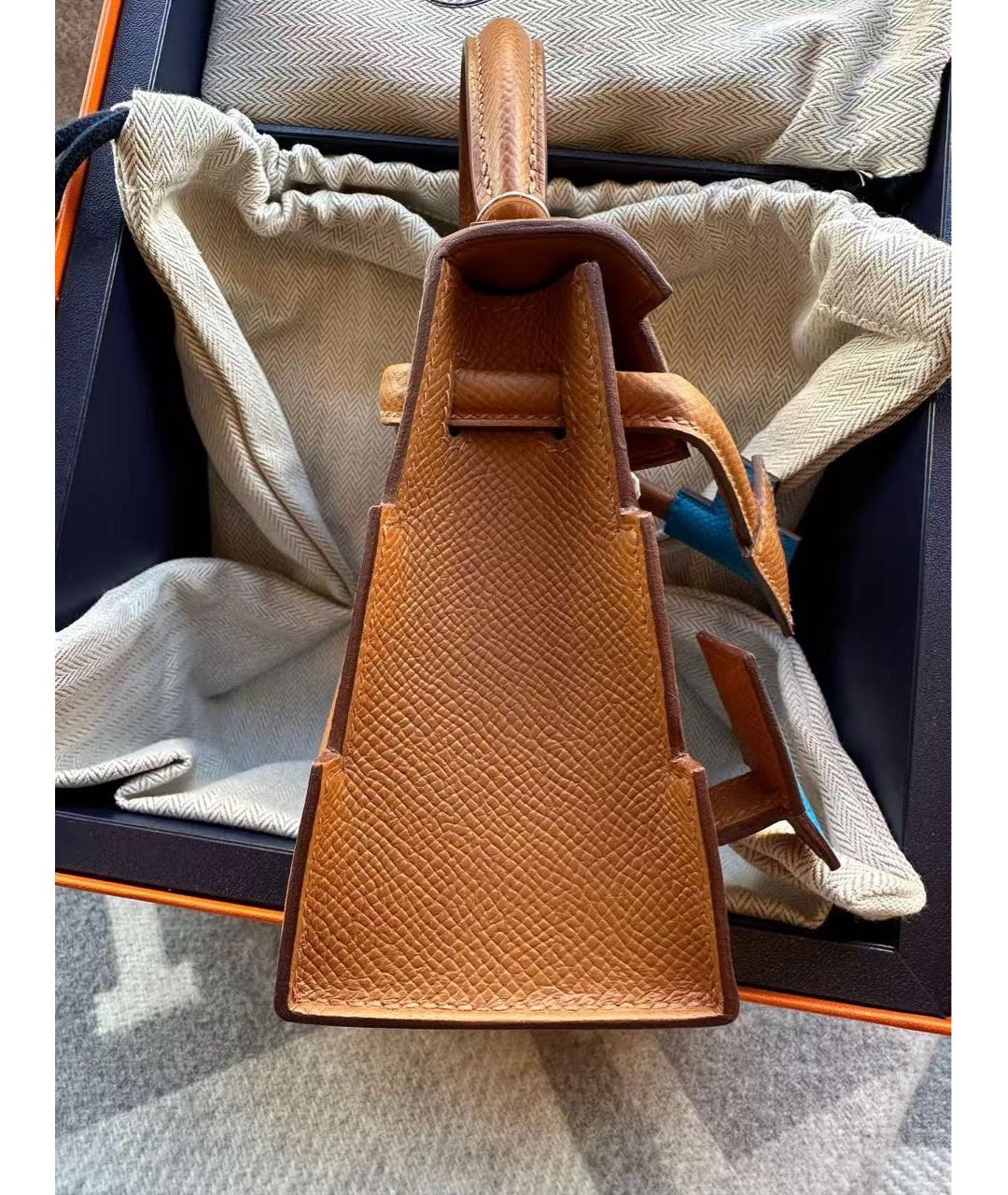 HERMES Коричневая замшевая сумка с короткими ручками, фото 5