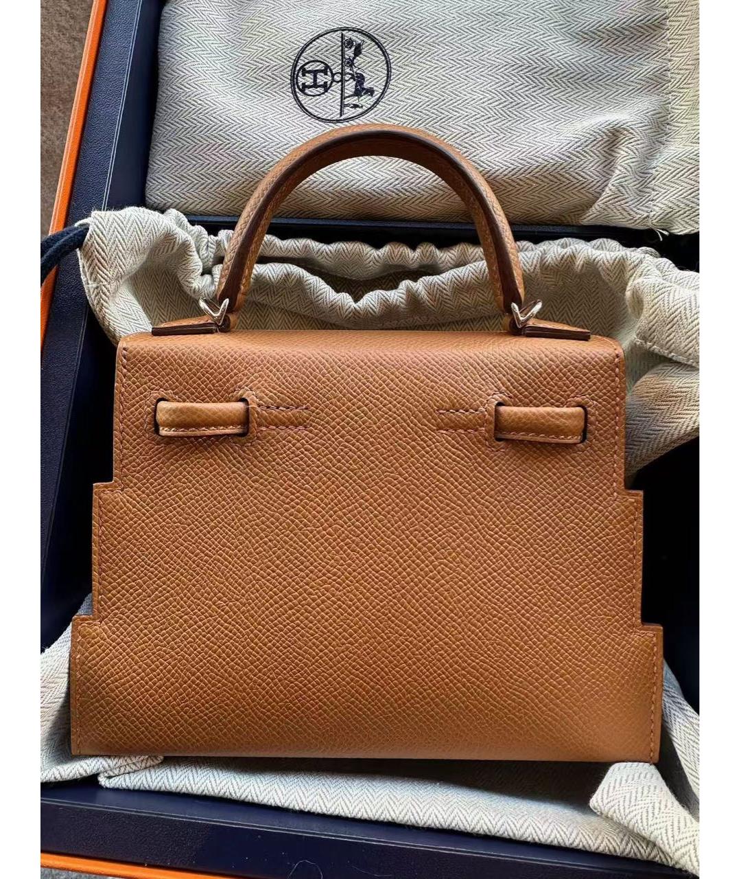 HERMES Коричневая замшевая сумка с короткими ручками, фото 4