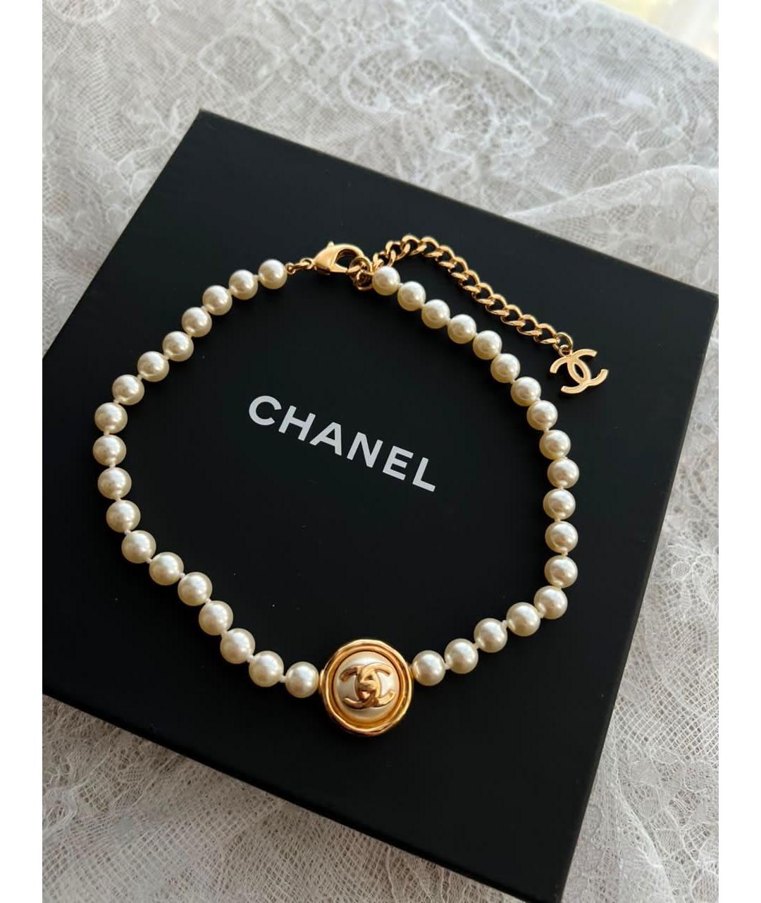 CHANEL Белое жемчужное колье, фото 2