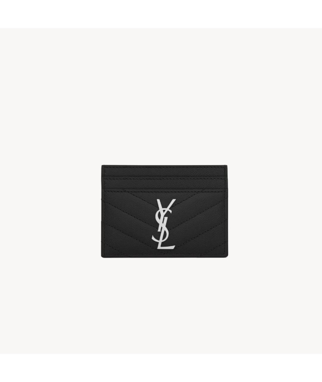 SAINT LAURENT Черный кожаный кардхолдер, фото 3