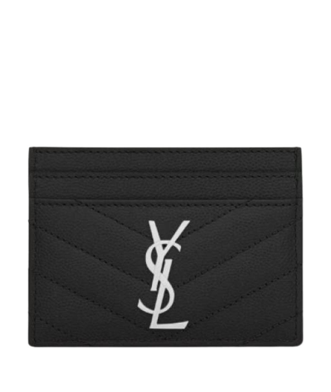 SAINT LAURENT Черный кожаный кардхолдер, фото 2