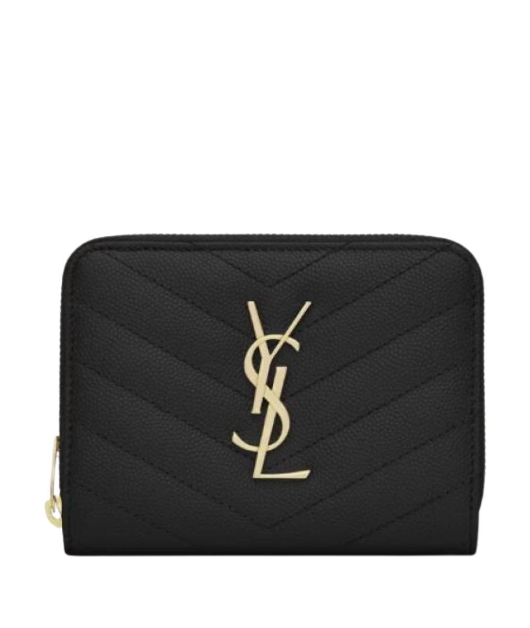 SAINT LAURENT Черный кожаный кошелек, фото 1