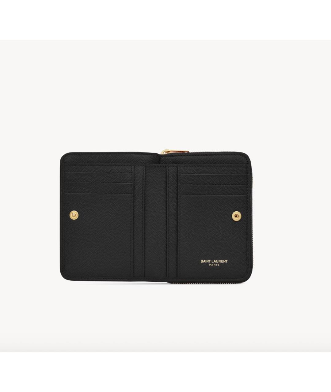 SAINT LAURENT Черный кожаный кошелек, фото 4