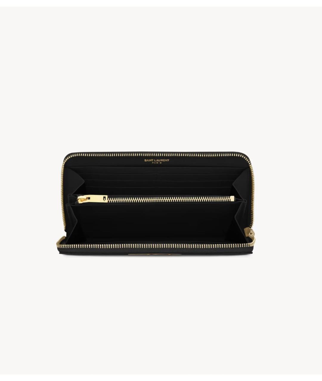 SAINT LAURENT Черный кожаный кошелек, фото 3