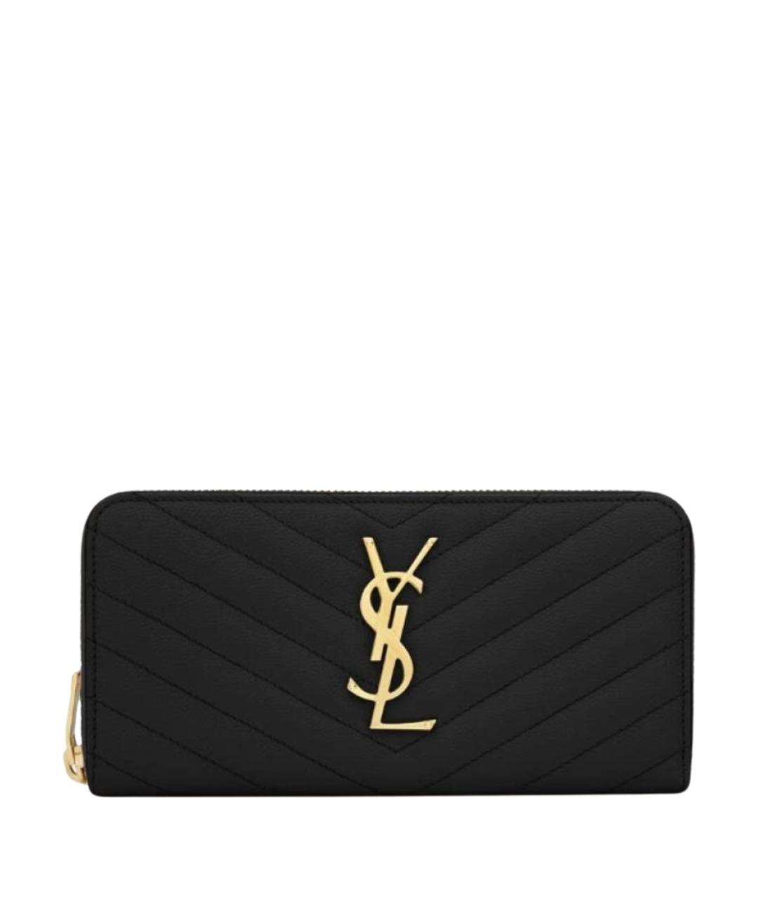 SAINT LAURENT Черный кожаный кошелек, фото 5