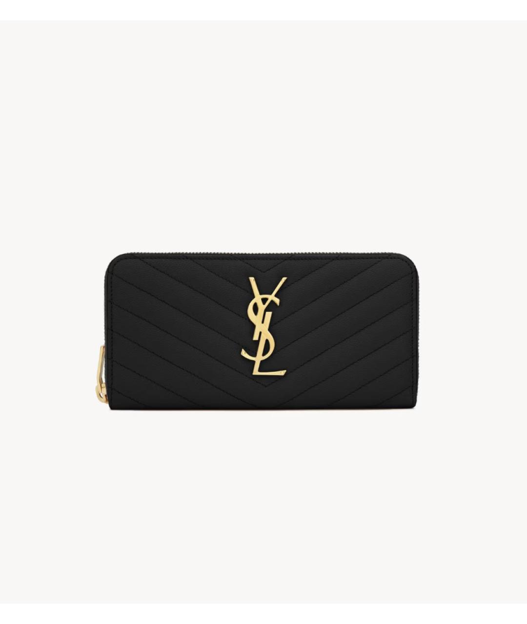 SAINT LAURENT Черный кожаный кошелек, фото 4