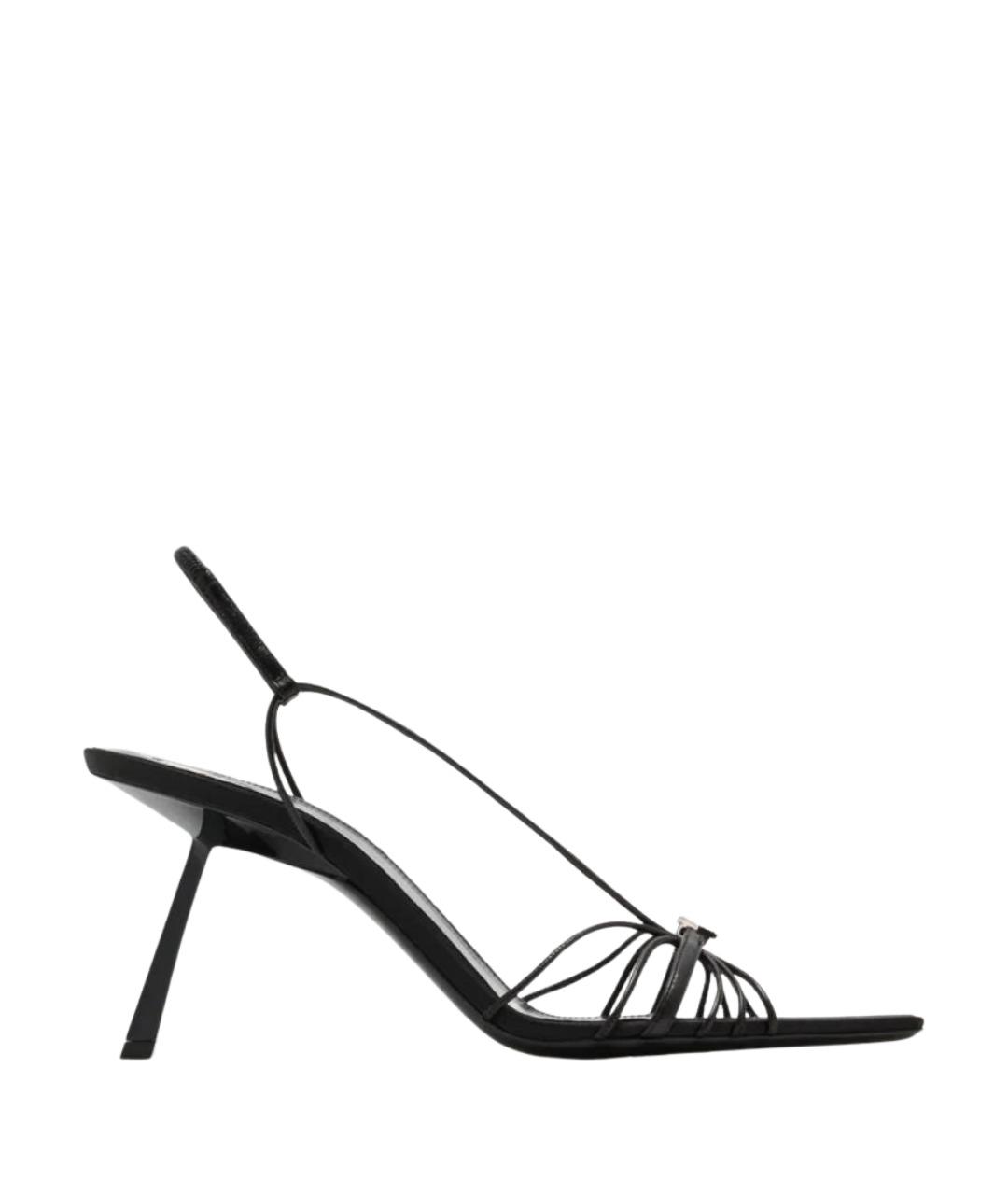 SAINT LAURENT Черные кожаные босоножки, фото 1