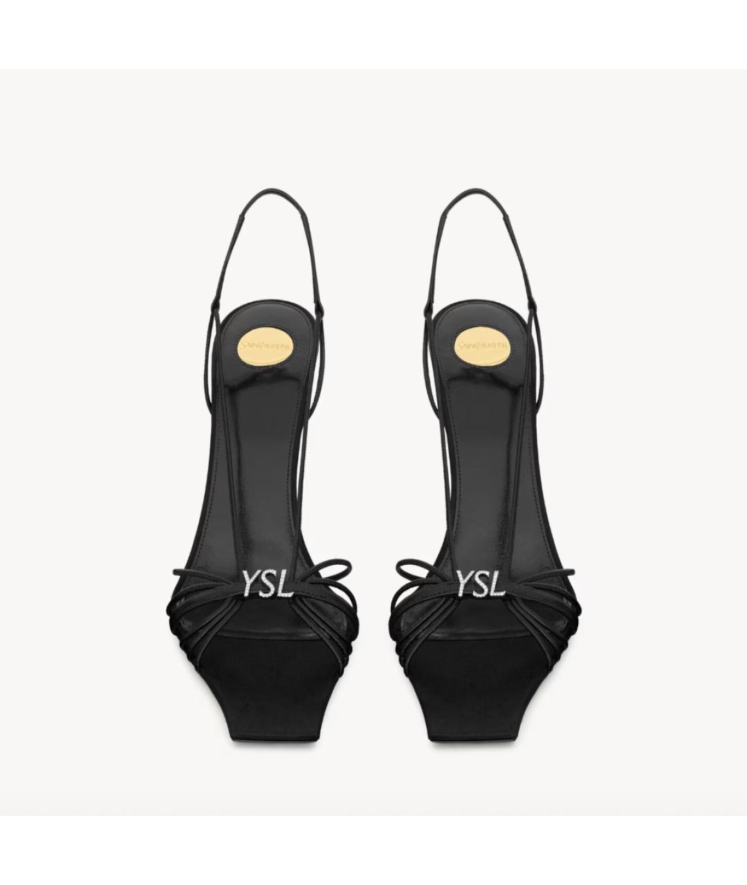 SAINT LAURENT Черные кожаные босоножки, фото 5