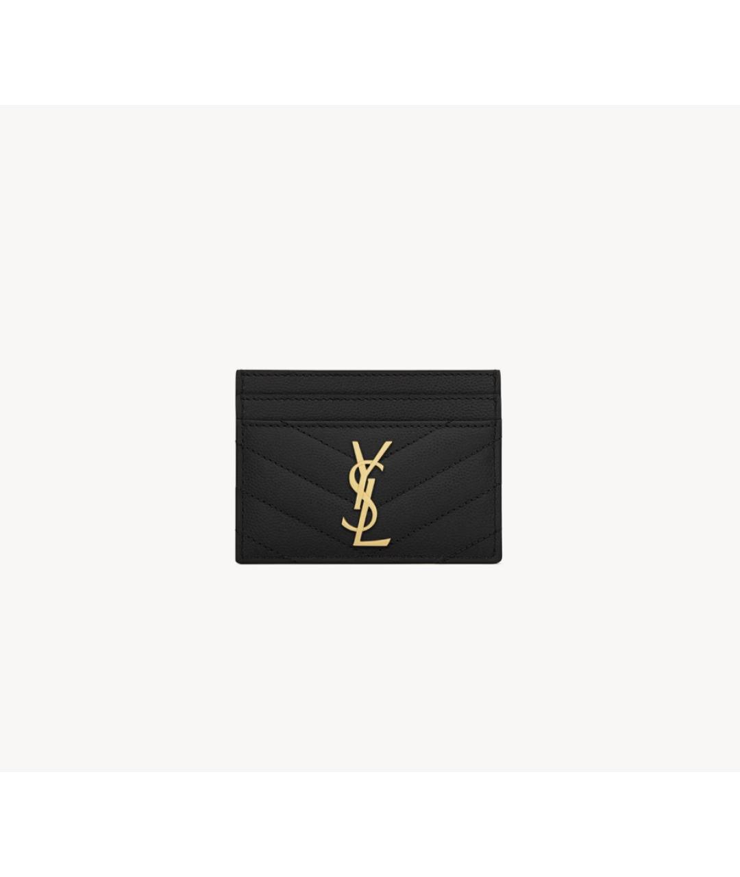 SAINT LAURENT Черный кожаный кардхолдер, фото 3