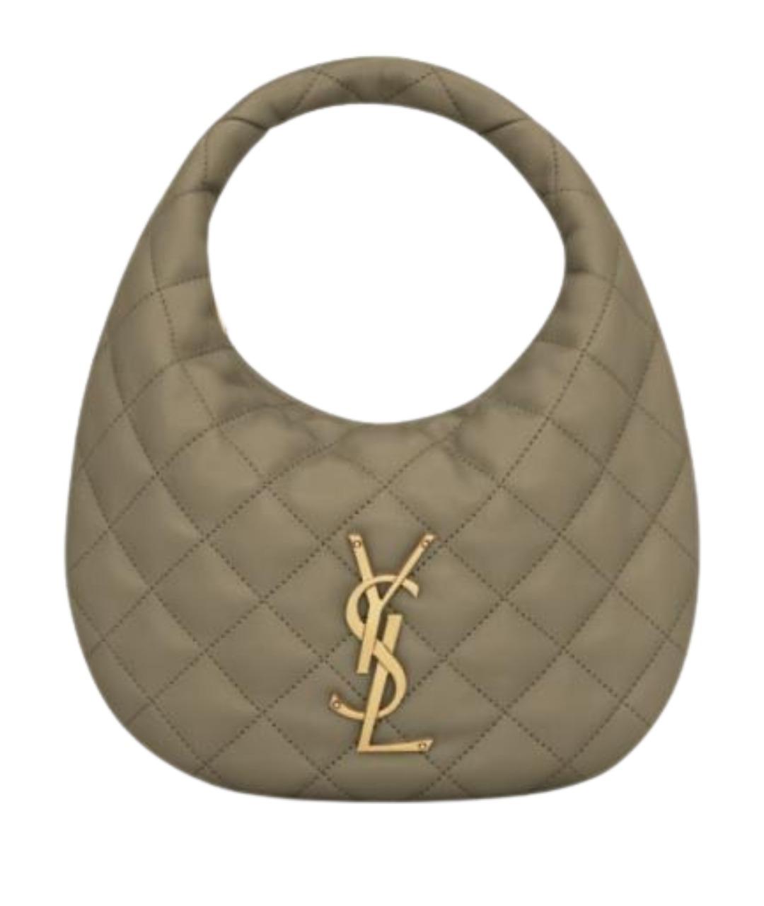 SAINT LAURENT Зеленая кожаная сумка с короткими ручками, фото 1