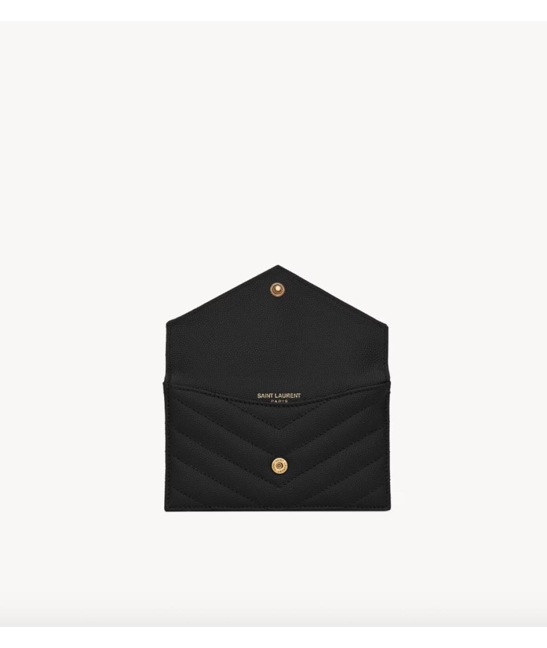 SAINT LAURENT Черный кожаный кошелек, фото 4