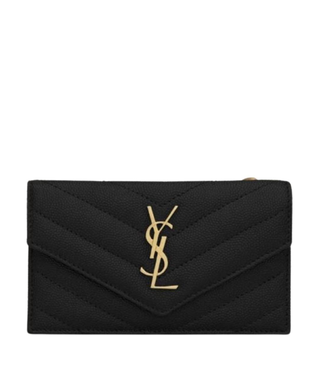 SAINT LAURENT Черный кожаный кошелек, фото 1