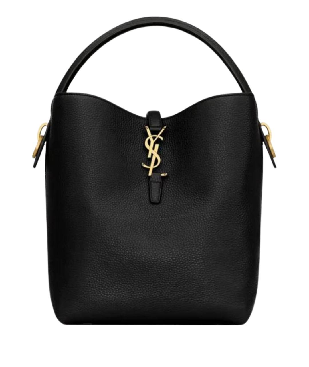 SAINT LAURENT Черная кожаная сумка с короткими ручками, фото 1
