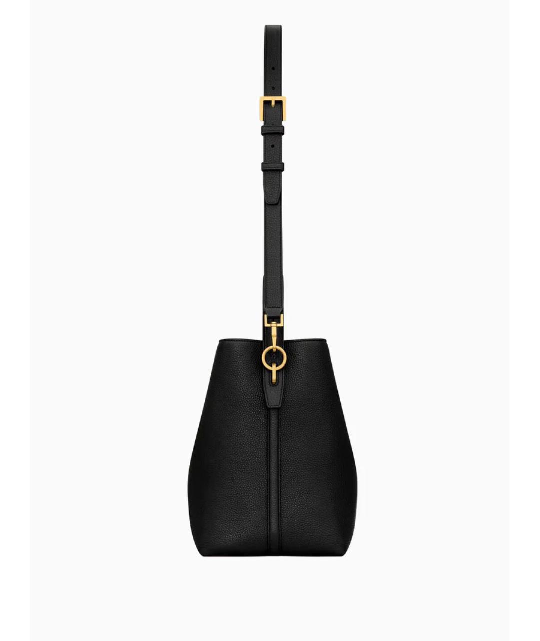SAINT LAURENT Черная кожаная сумка с короткими ручками, фото 3