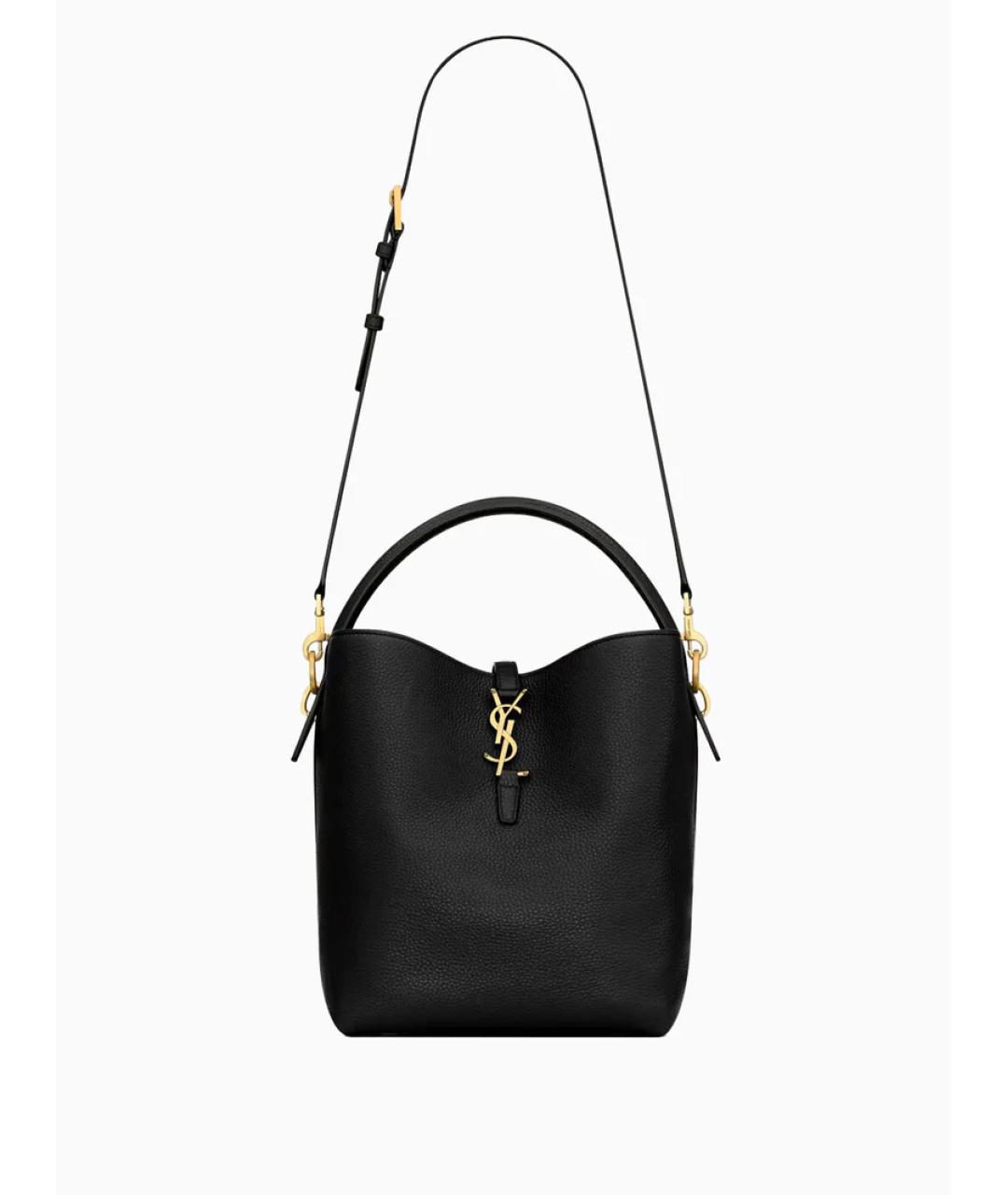 SAINT LAURENT Черная кожаная сумка с короткими ручками, фото 2