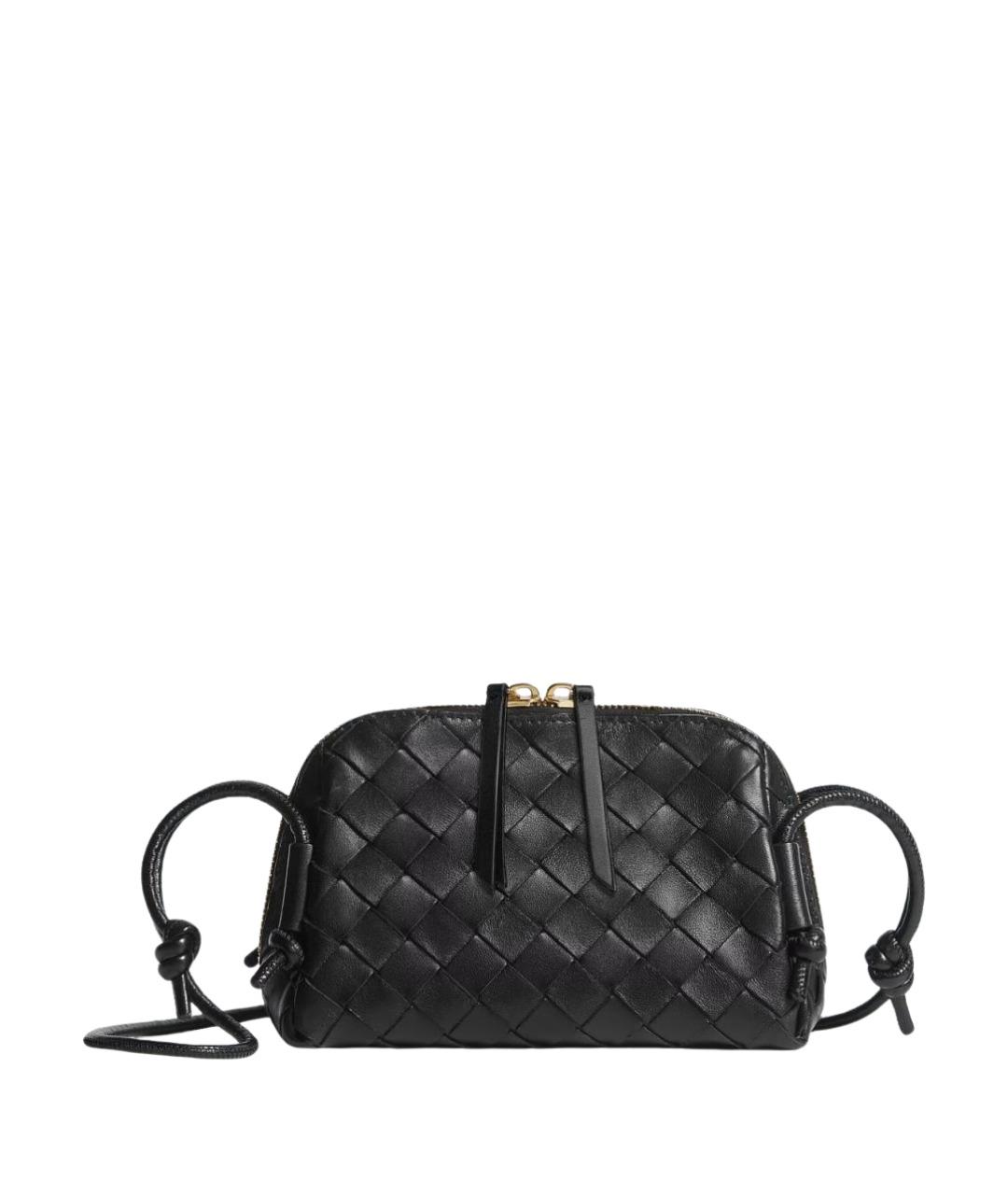 BOTTEGA VENETA Черная кожаная сумка через плечо, фото 1