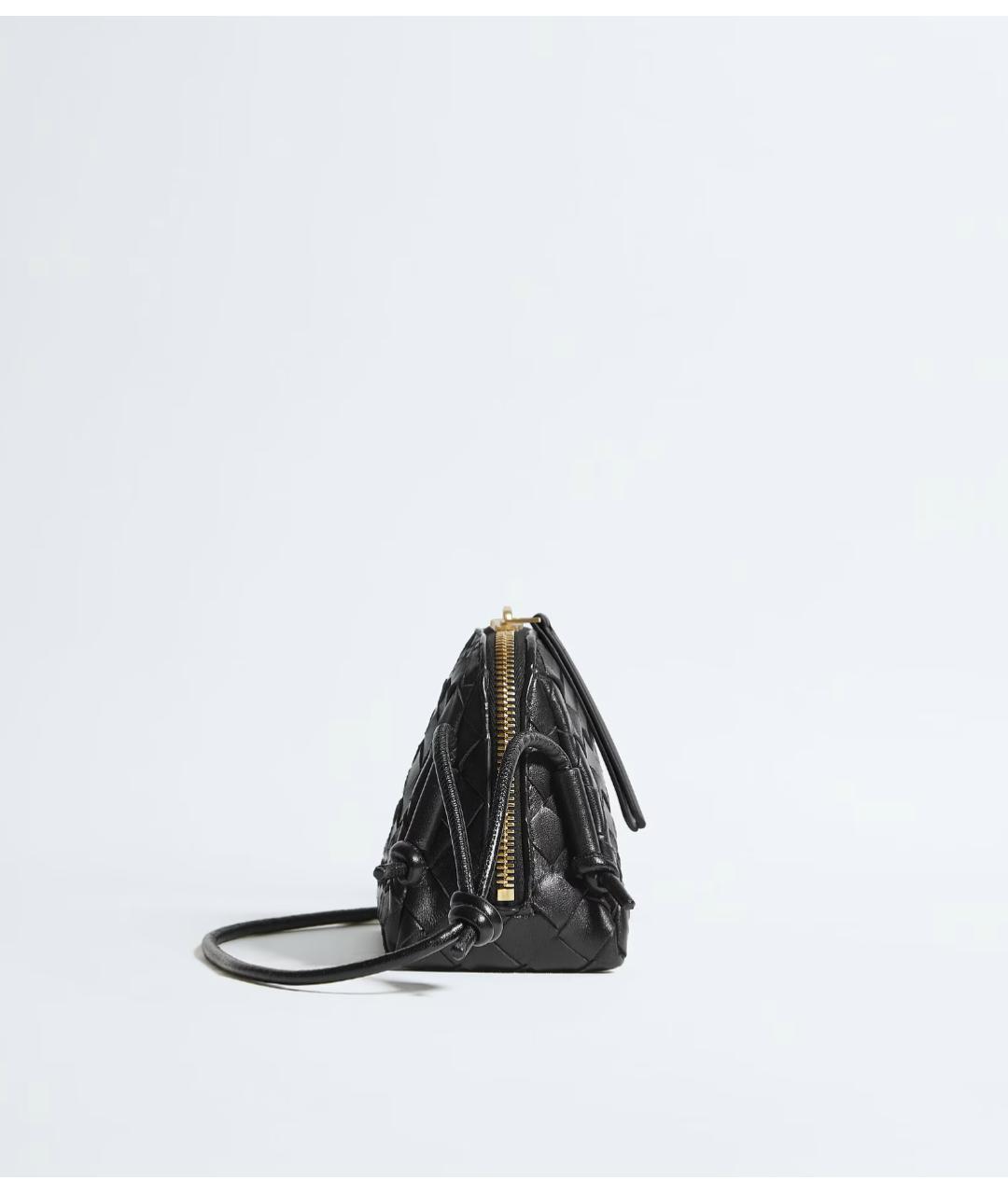 BOTTEGA VENETA Черная кожаная сумка через плечо, фото 4