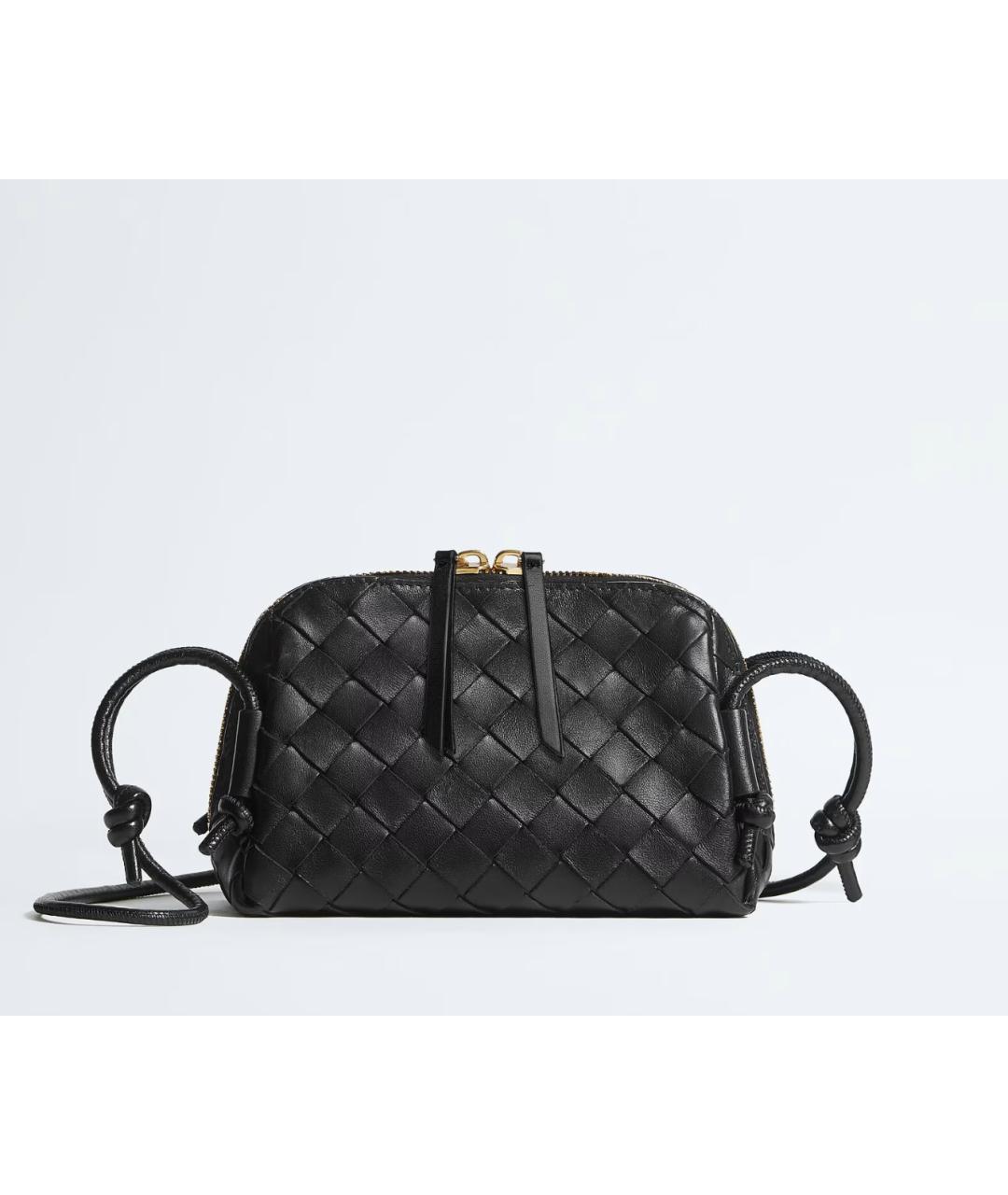 BOTTEGA VENETA Черная кожаная сумка через плечо, фото 6