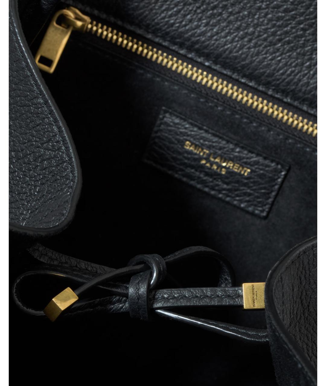 SAINT LAURENT Черная кожаная сумка тоут, фото 7