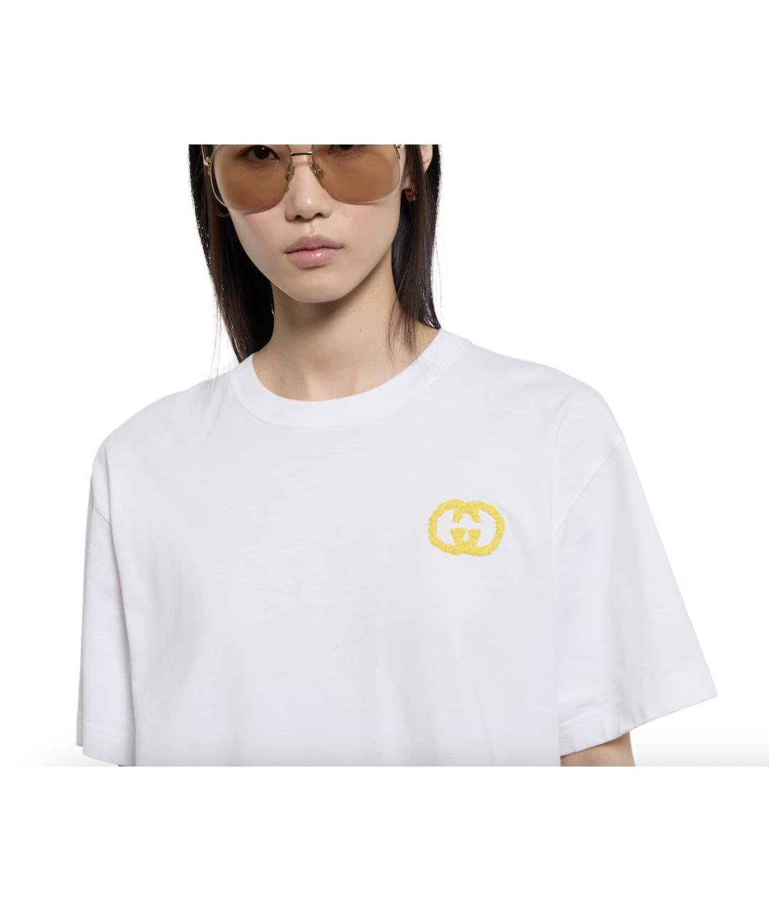 GUCCI Белая хлопковая футболка, фото 3