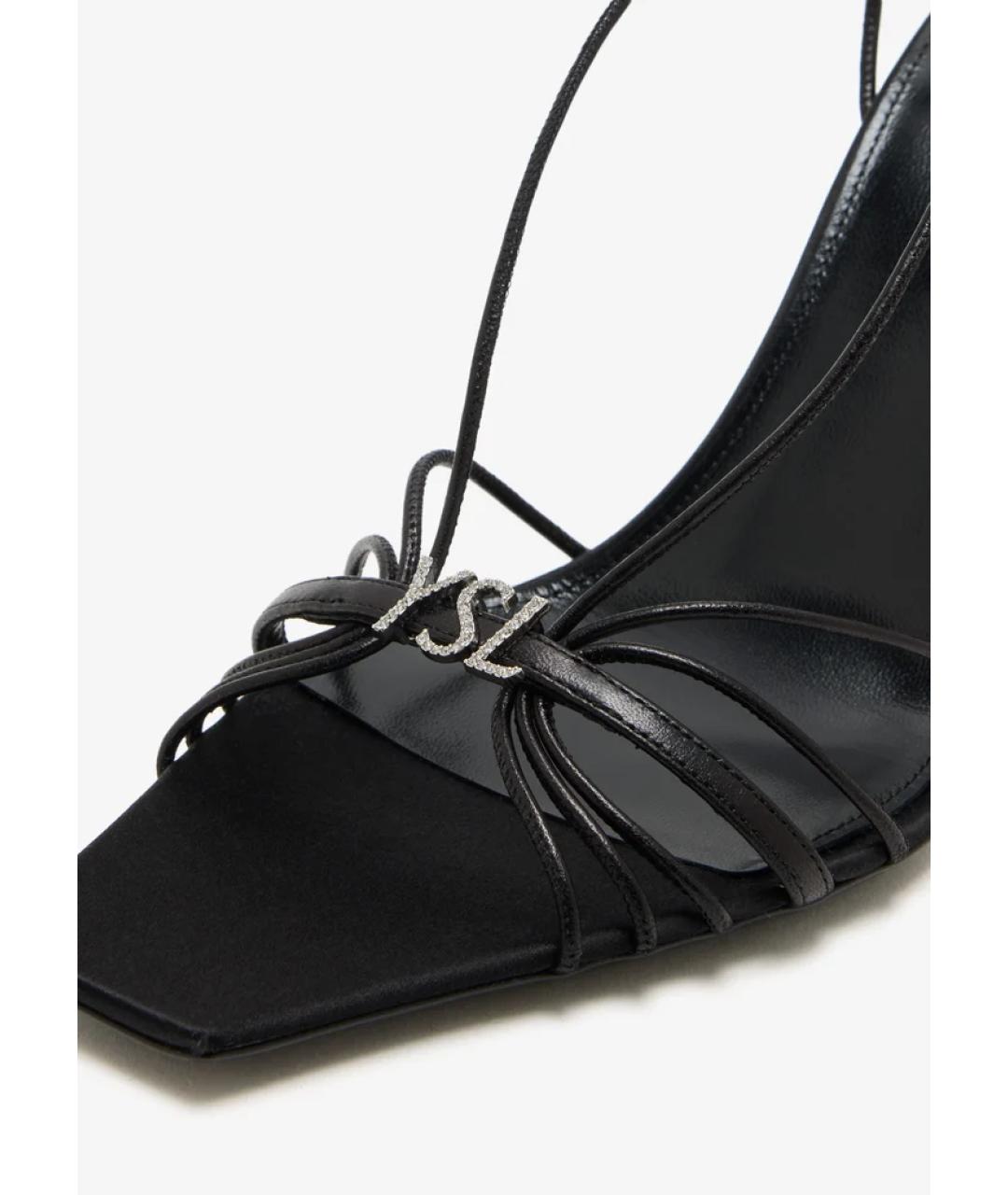 SAINT LAURENT Черные кожаные босоножки, фото 2
