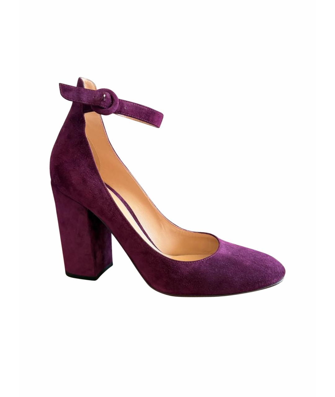 GIANVITO ROSSI Бордовые замшевые туфли, фото 1