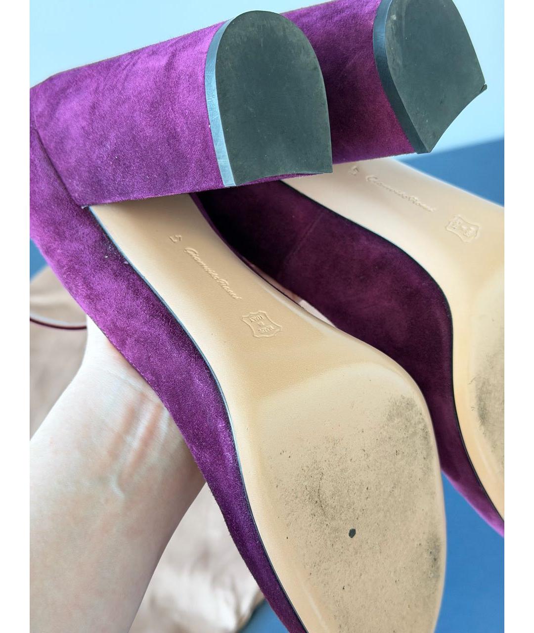 GIANVITO ROSSI Бордовые замшевые туфли, фото 8