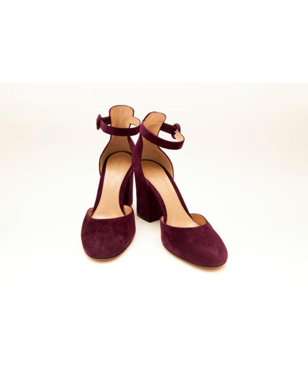 GIANVITO ROSSI Бордовые замшевые туфли, фото 3