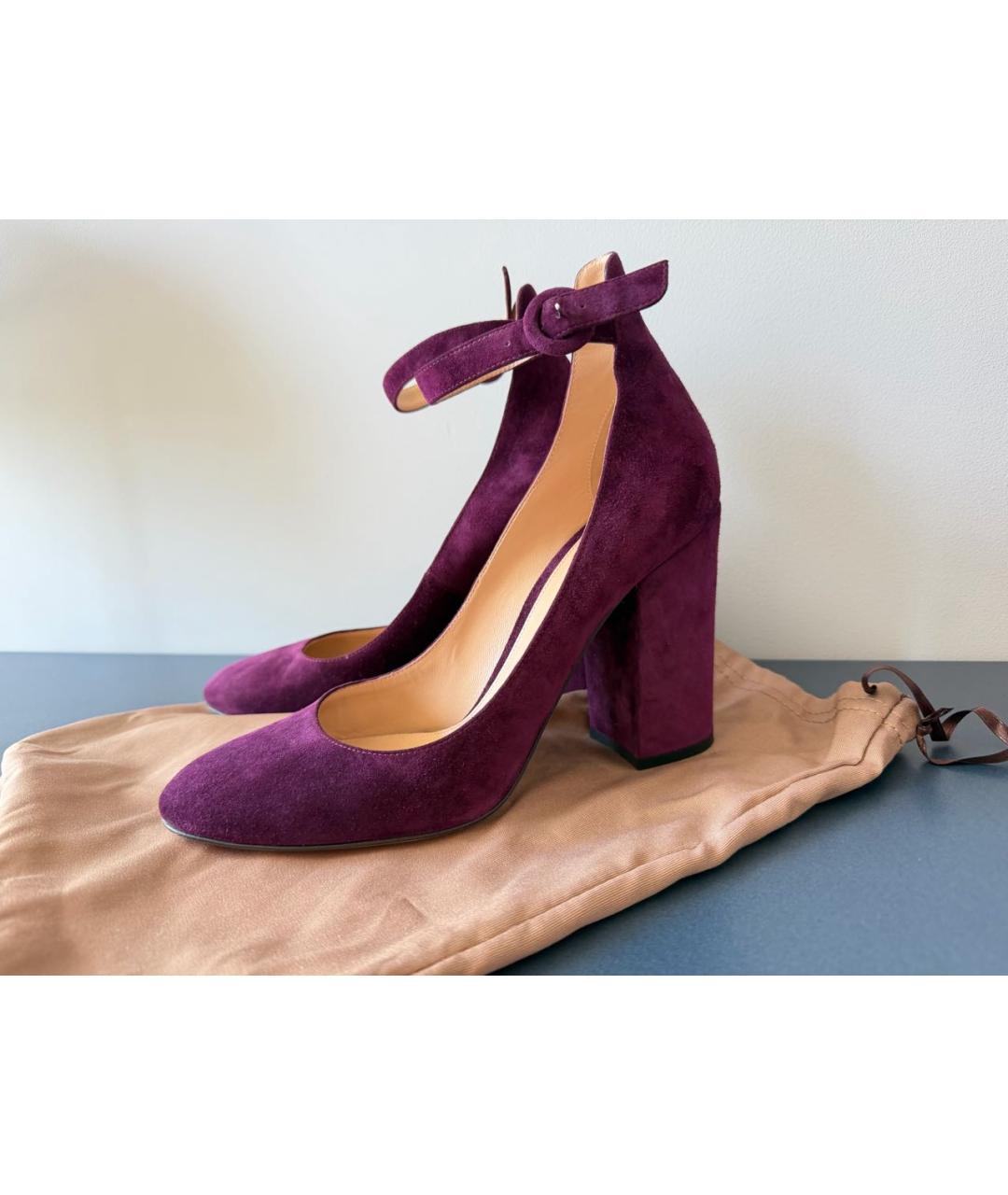 GIANVITO ROSSI Бордовые замшевые туфли, фото 9
