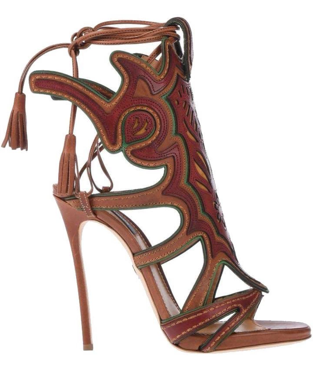 DSQUARED2 Коричневые кожаные босоножки, фото 2