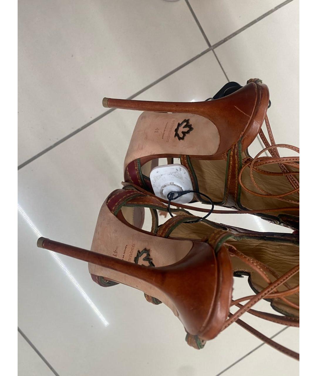 DSQUARED2 Коричневые кожаные босоножки, фото 6