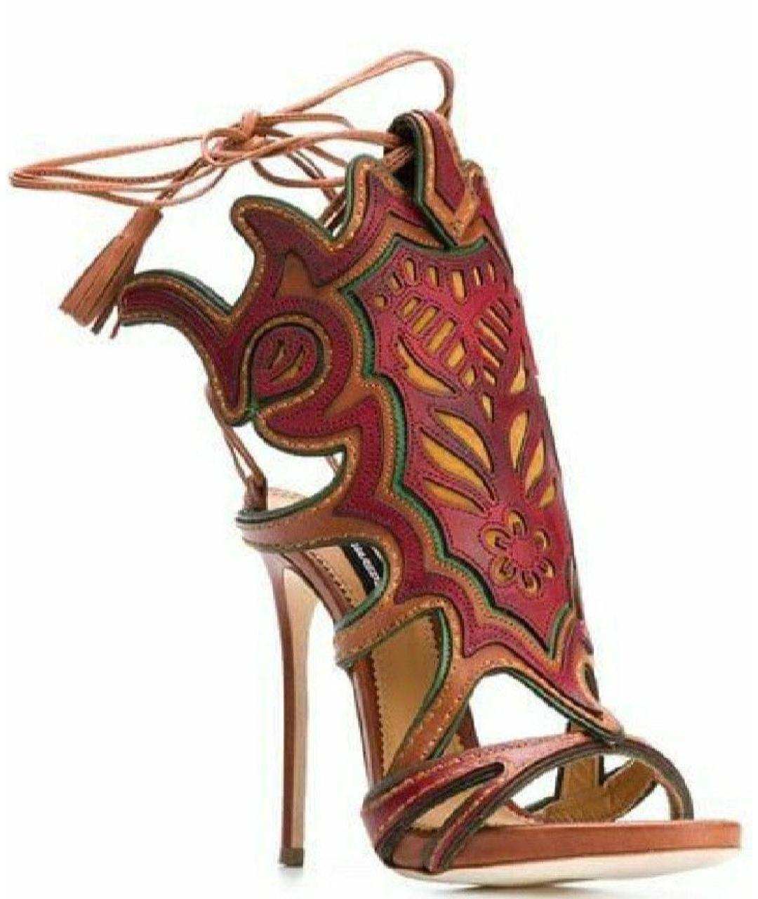 DSQUARED2 Коричневые кожаные босоножки, фото 8