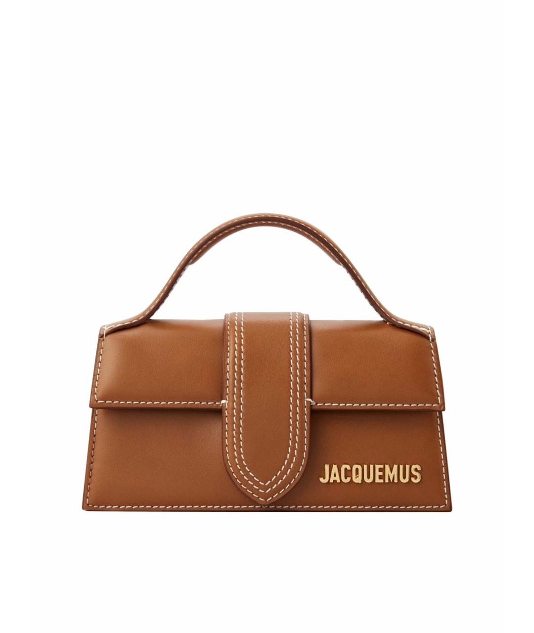 JACQUEMUS Коричневая кожаная сумка с короткими ручками, фото 1