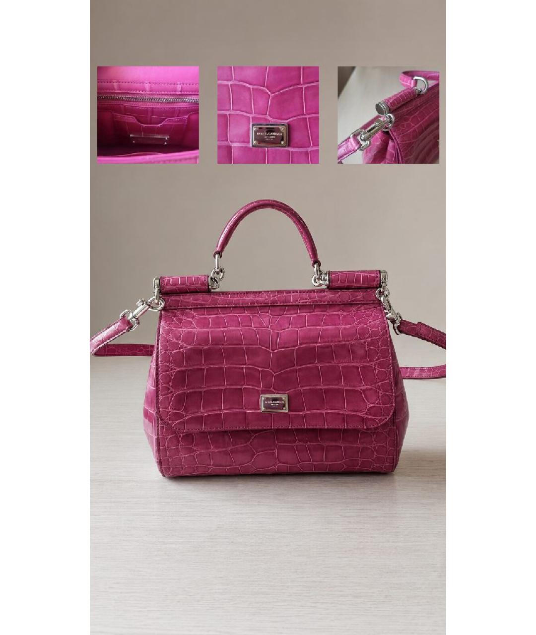 DOLCE&GABBANA Фуксия кожаная сумка с короткими ручками, фото 3