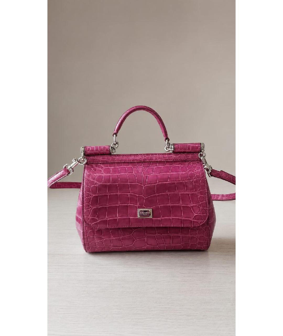 DOLCE&GABBANA Фуксия кожаная сумка с короткими ручками, фото 4