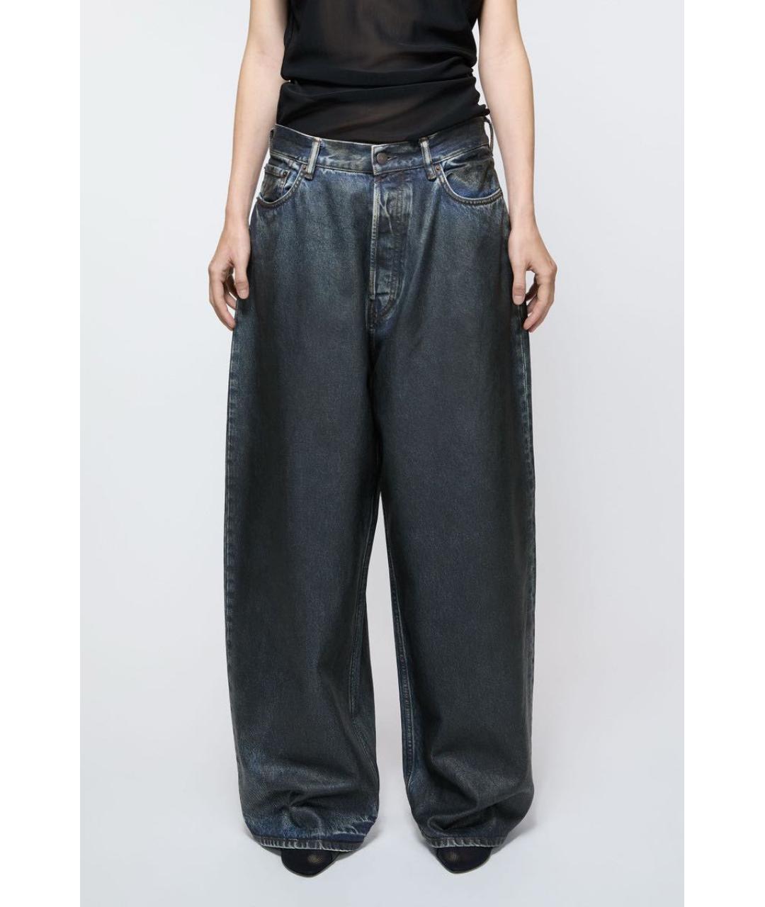 ACNE STUDIOS Темно-синие хлопковые прямые джинсы, фото 2