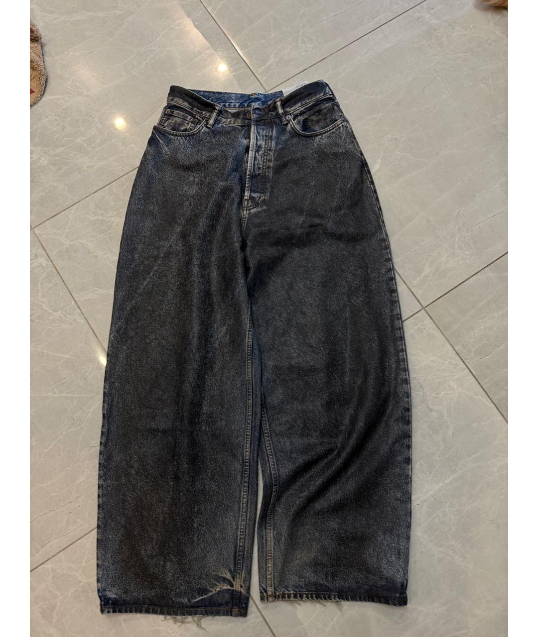 ACNE STUDIOS Темно-синие хлопковые прямые джинсы, фото 1