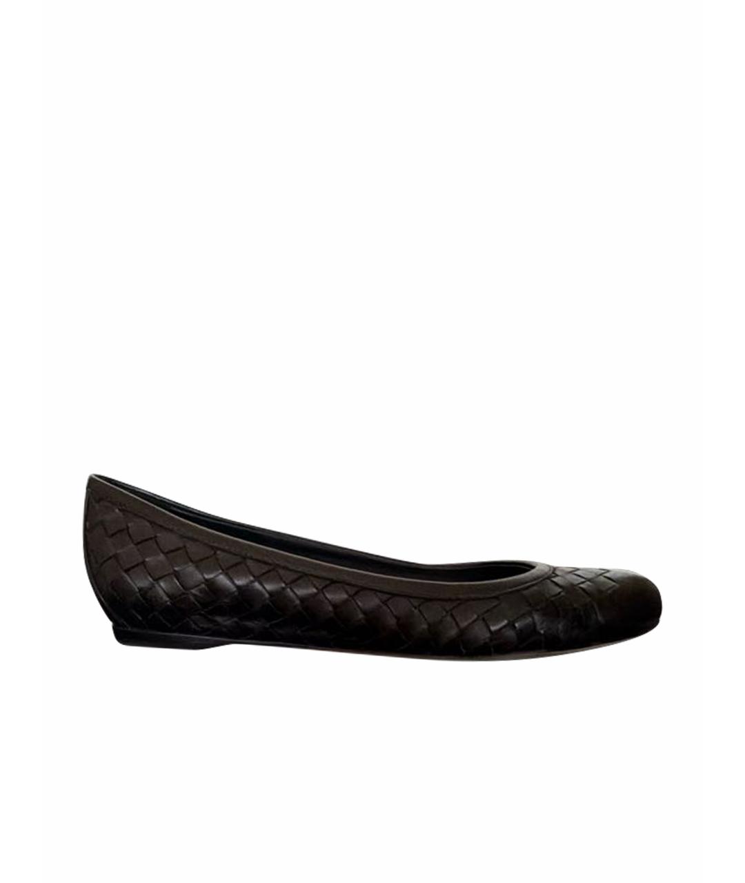 BOTTEGA VENETA Черные кожаные балетки, фото 1