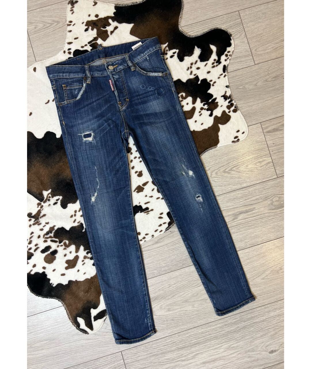 DSQUARED2 Синие хлопко-эластановые джинсы слим, фото 9