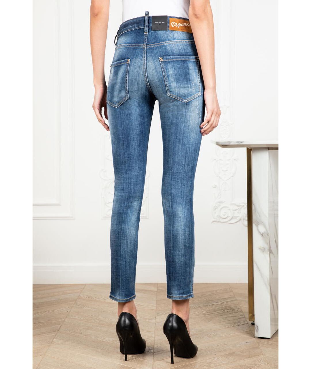 DSQUARED2 Синие хлопко-эластановые джинсы слим, фото 3