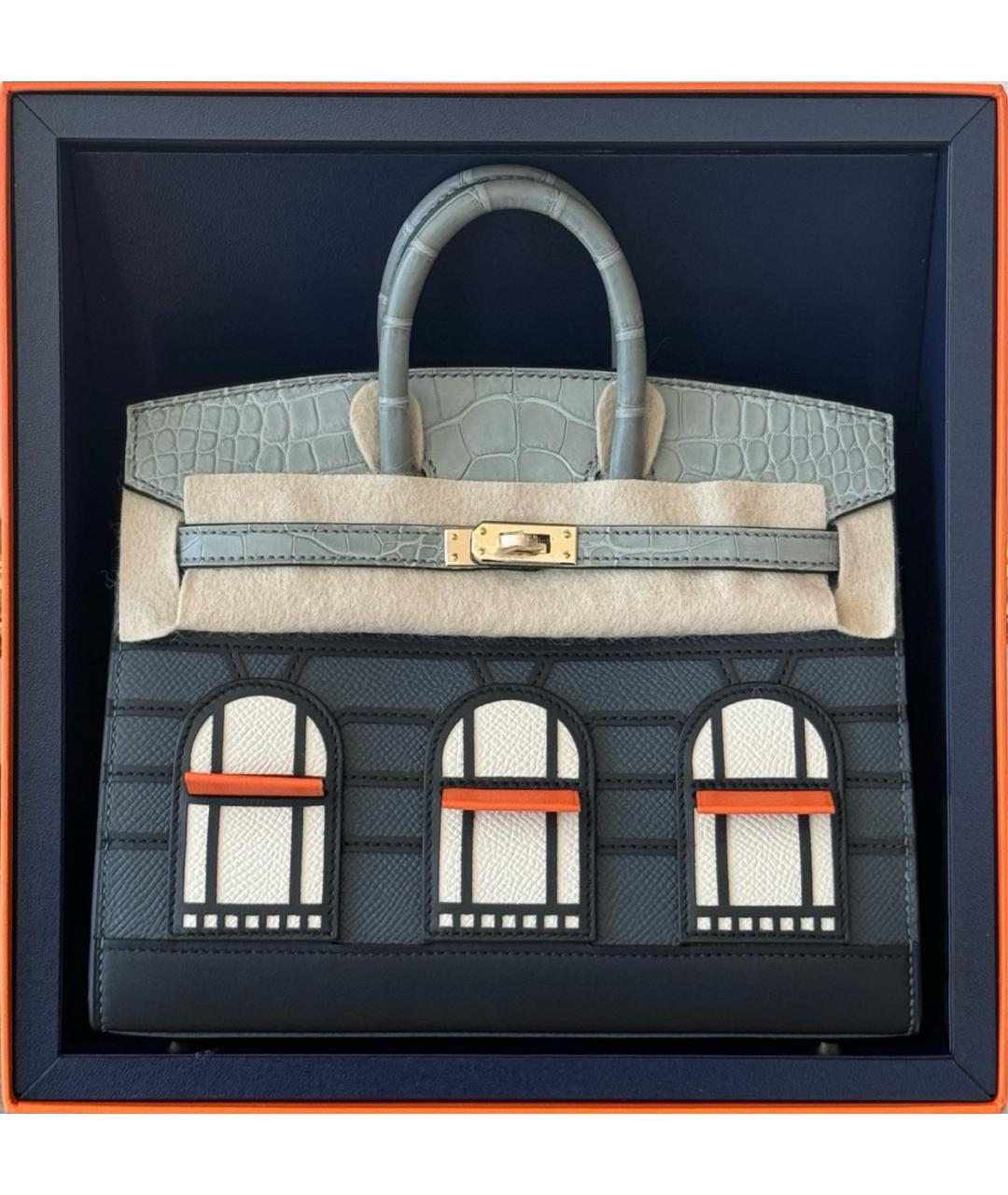 HERMES Антрацитовая замшевая сумка с короткими ручками, фото 7
