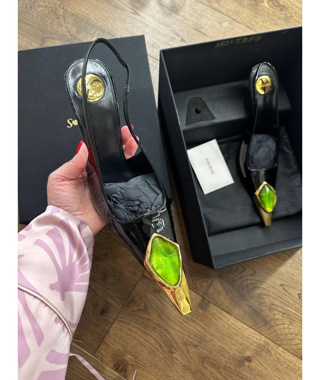 SAINT LAURENT Черные туфли из лакированной кожи, фото 3