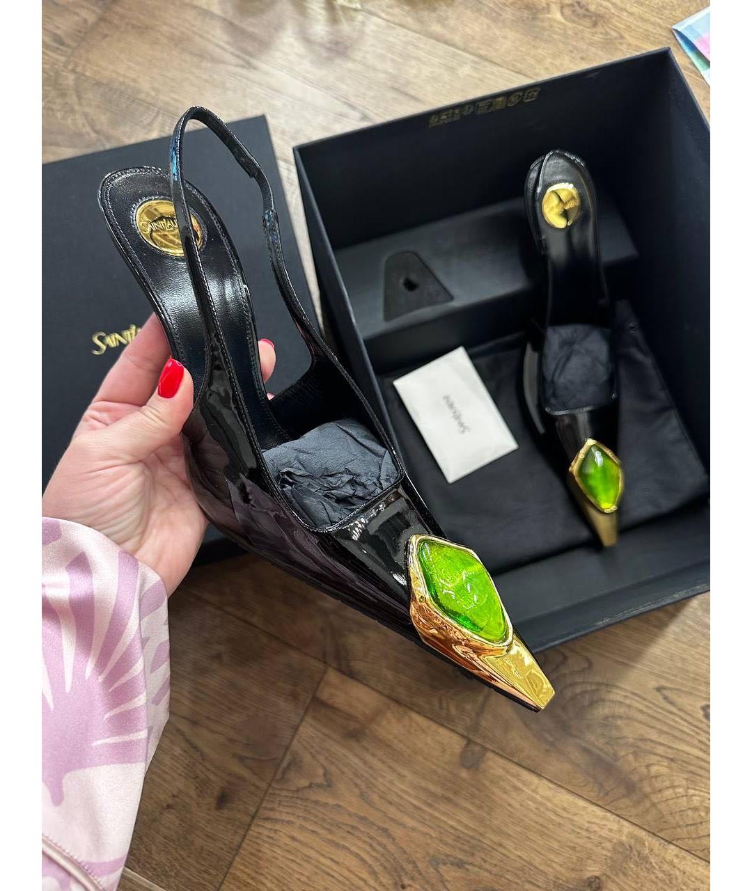 SAINT LAURENT Черные туфли из лакированной кожи, фото 2