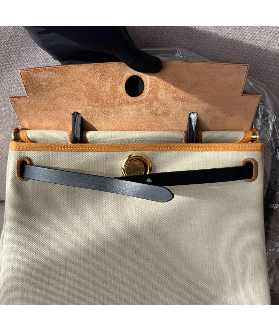 HERMES Бежевая кожаная сумка через плечо, фото 4