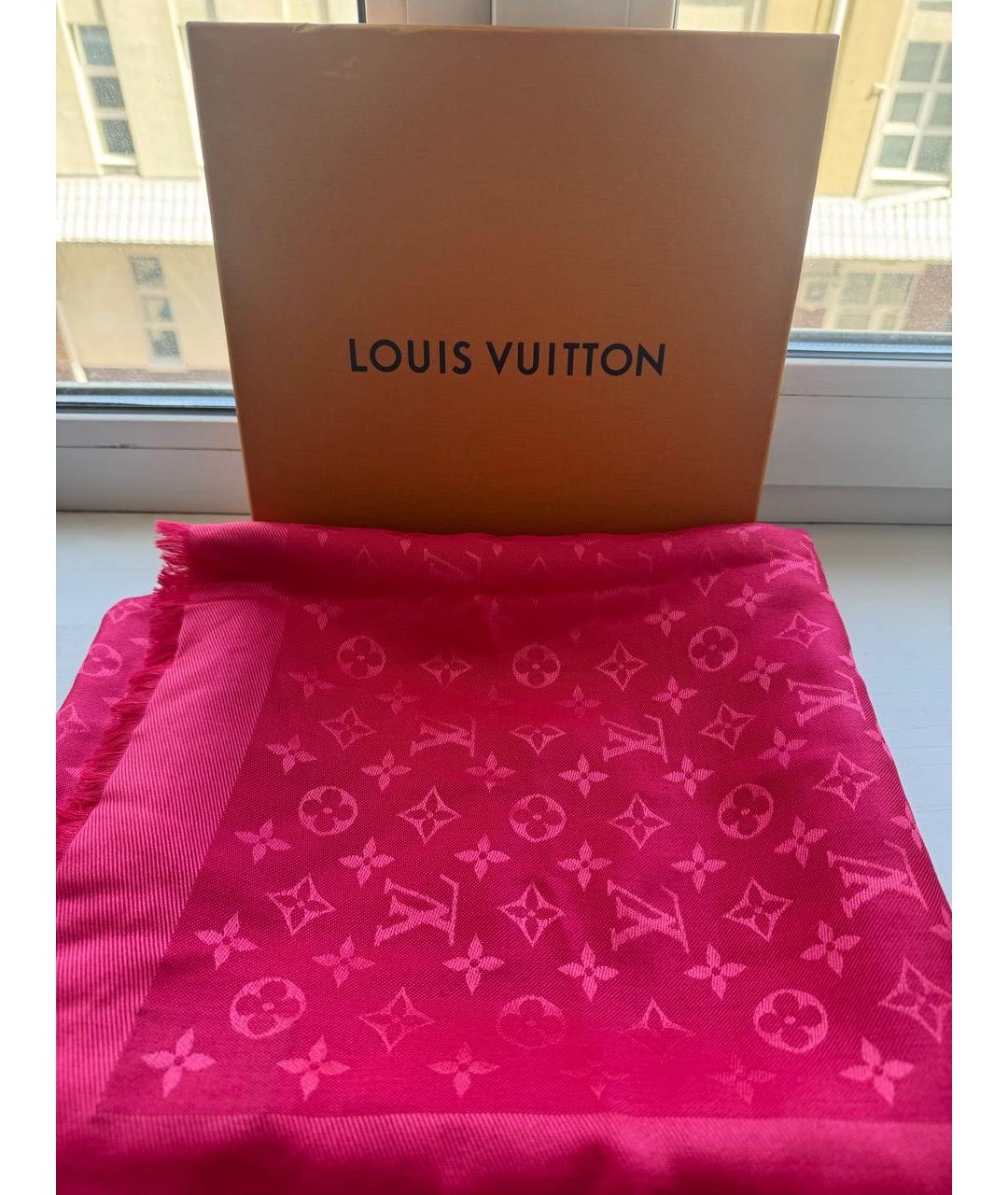 LOUIS VUITTON Фуксия шелковый платок, фото 4