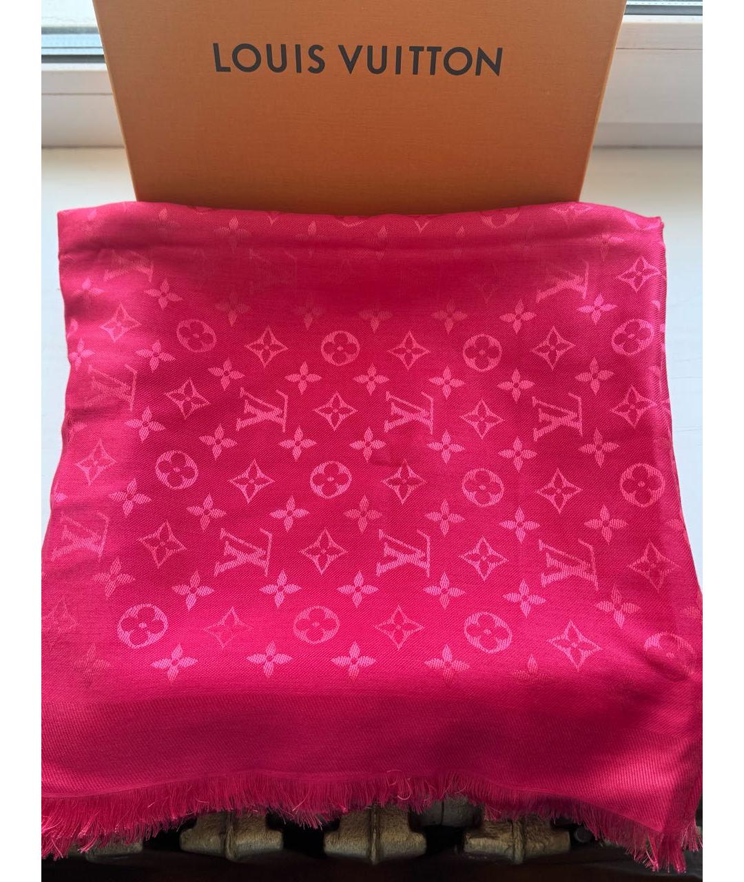 LOUIS VUITTON Фуксия шелковый платок, фото 6
